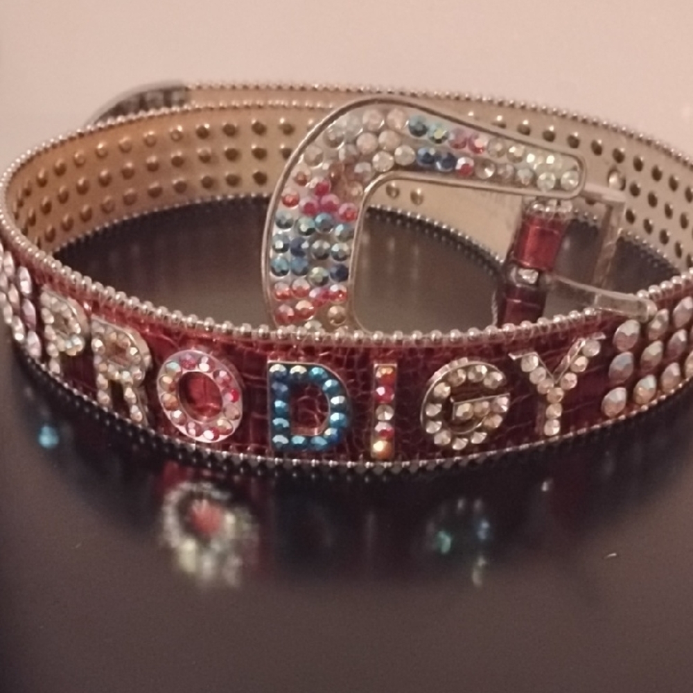 Studded Prodigy Belt with Multi Colored Rhinestones Majestik